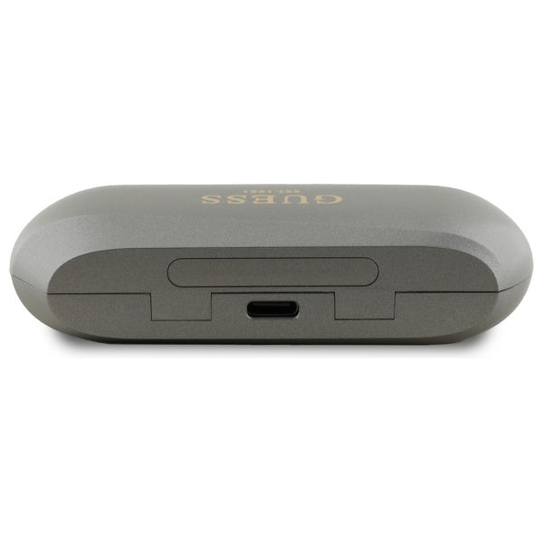 Handsfree Bluetooth Guess Elongated Metallic Printed Logo, TWS, Szürke