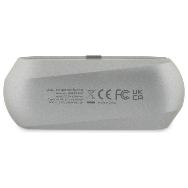 Handsfree Bluetooth Guess Elongated Metallic Printed Logo, TWS, Szürke