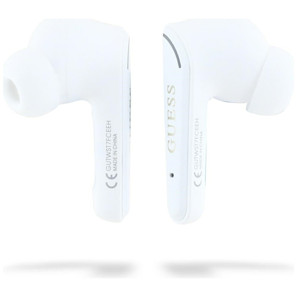 Handsfree Bluetooth Guess Flat Classic Logo Electroplated, TWS, Fehér