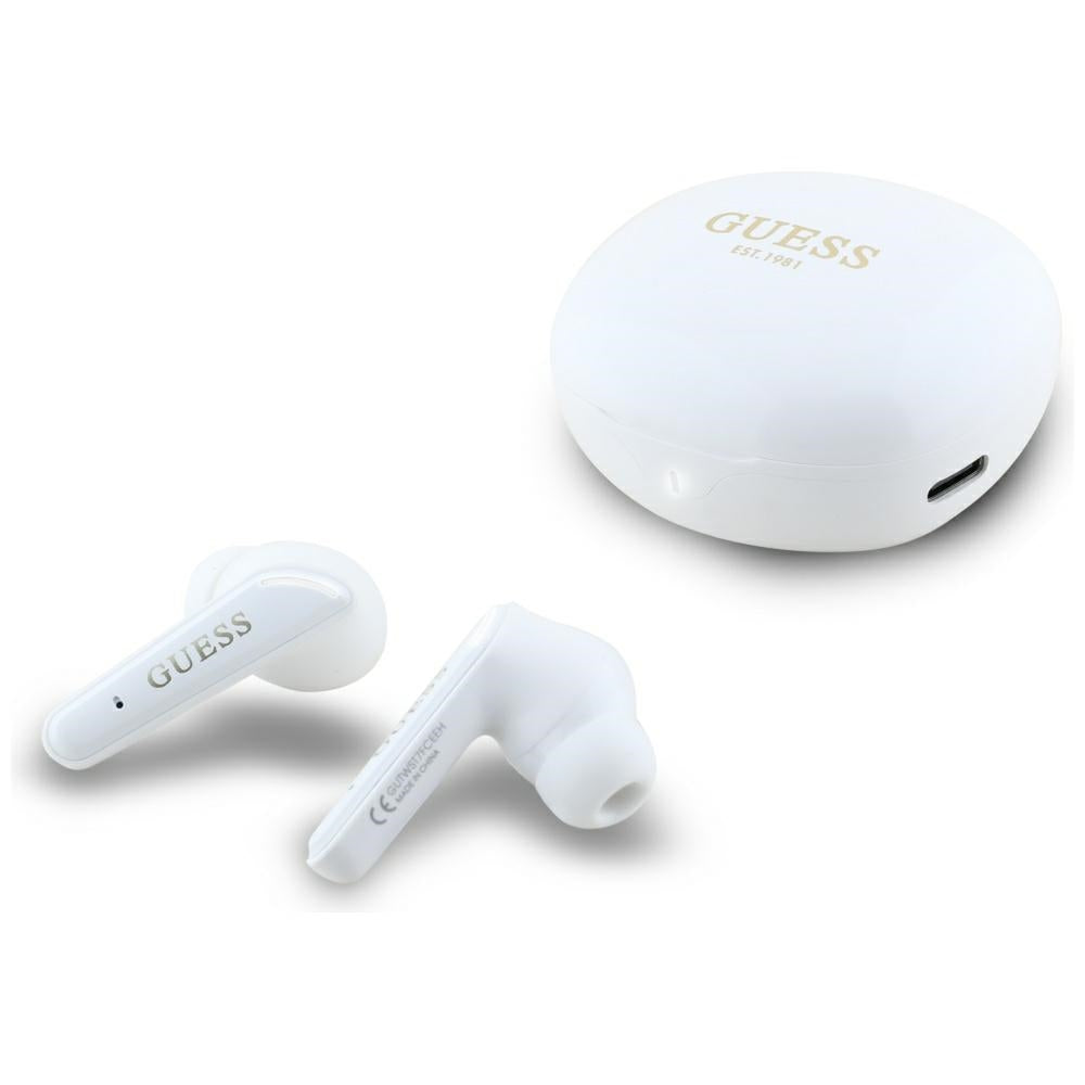 Handsfree Bluetooth Guess Flat Classic Logo Electroplated, TWS, Fehér