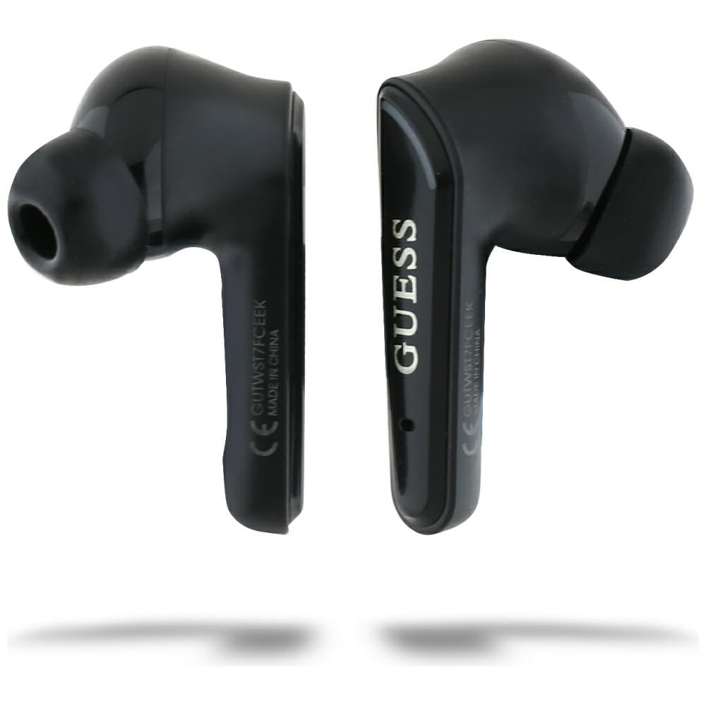 Handsfree Bluetooth Guess Flat Classic Logo Electroplated, TWS, Fekete