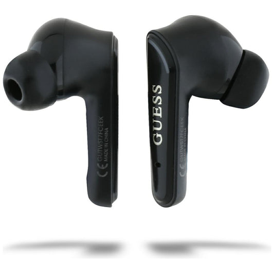Handsfree Bluetooth Guess Flat Classic Logo Electroplated, TWS, Fekete