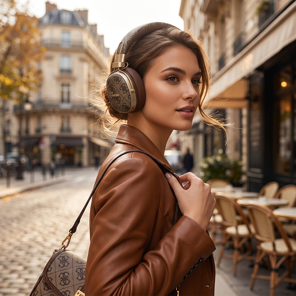 Bluetooth kihangosító Guess Metal 4G Script logóval, A2DP, rózsaszín