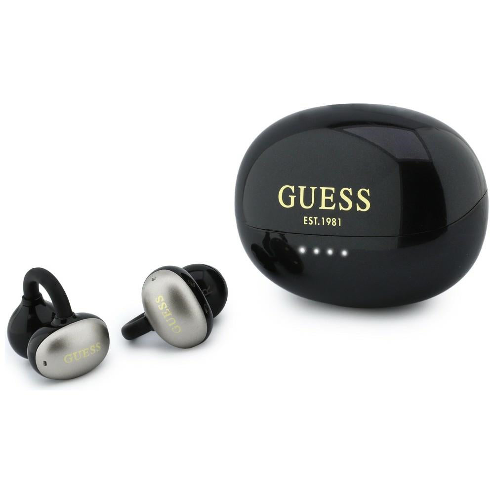 Bluetooth kihangosító Guess fémes kivitelű, elektrolit bevonatos alkatrészekkel, klasszikus, TWS, fekete