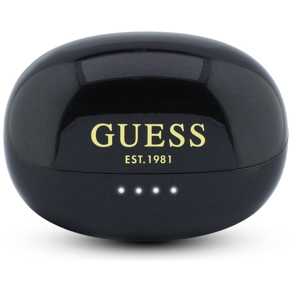 Bluetooth kihangosító Guess fémes kivitelű, elektrolit bevonatos alkatrészekkel, klasszikus, TWS, fekete