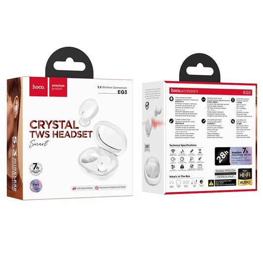 Handsfree Bluetooth HOCO EQ3, TWS, Fehér
