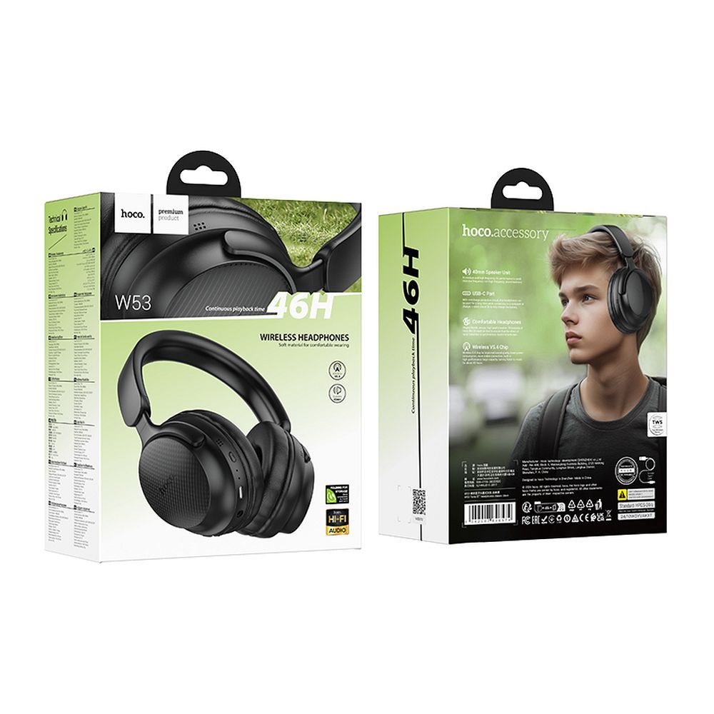 Handsfree Bluetooth HOCO W53, A2DP, Fekete