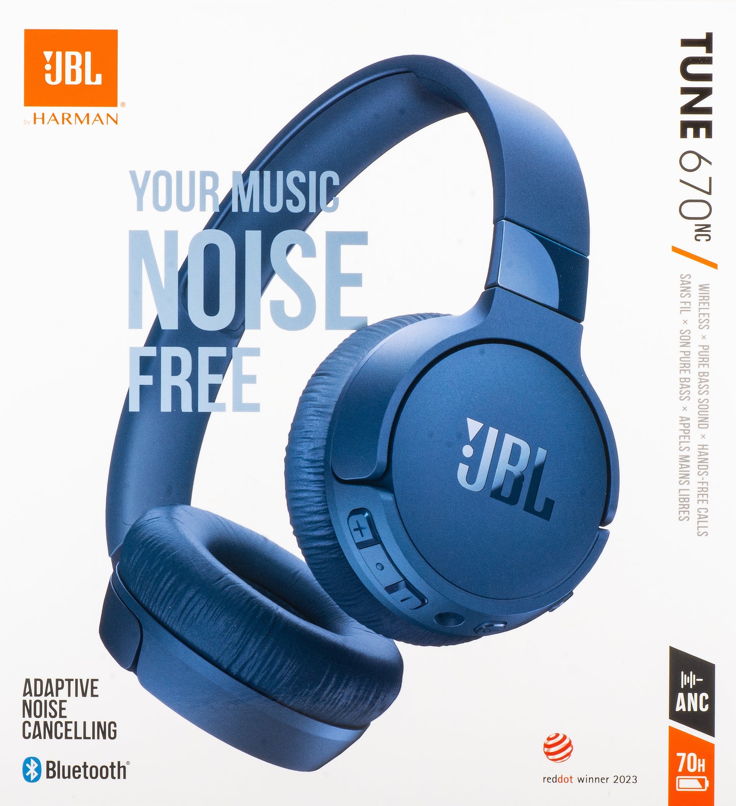 Handsfree Bluetooth JBL Tune 670NC, MultiPoint, A2DP, ANC, Kék JBLT670NCBLUAP