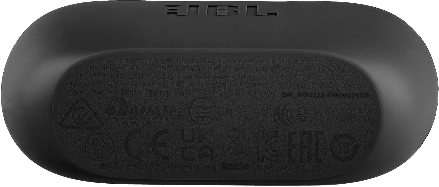 Kihangosító Bluetooth JBL Wave Buds, TWS, fekete JBLWBUDSBLK