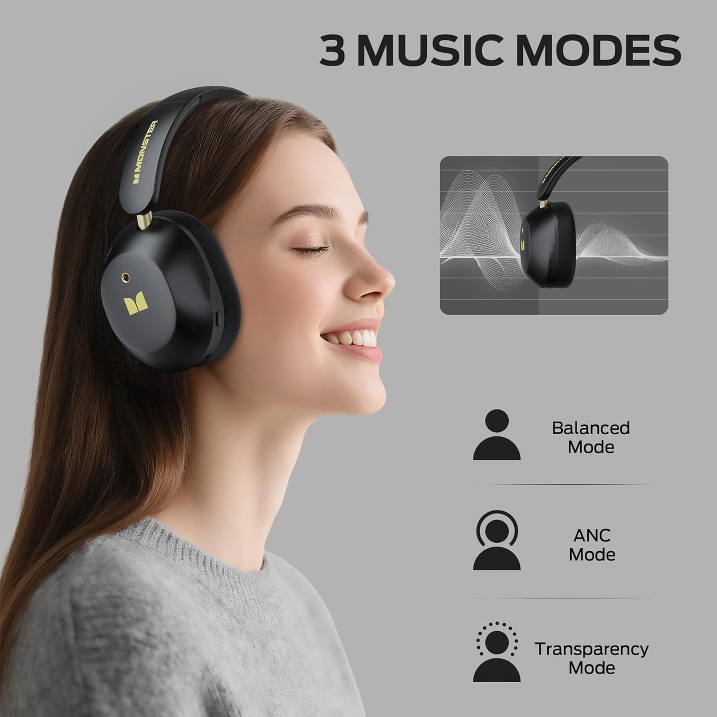 Bluetooth kihangosító Monster Persona 6th, MultiPoint, A2DP, ANC, Fekete