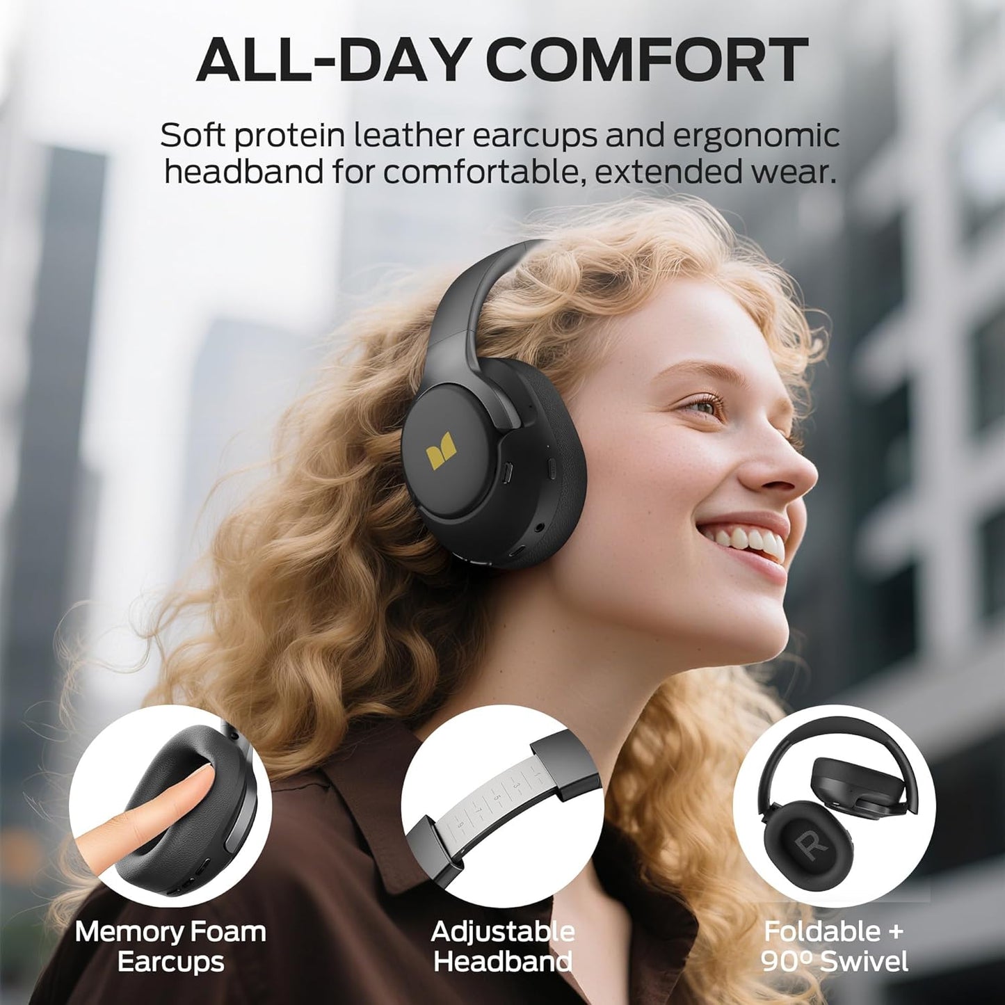 Bluetooth kihangosító Monster Persona 5th, MultiPoint, A2DP, ANC, Fekete