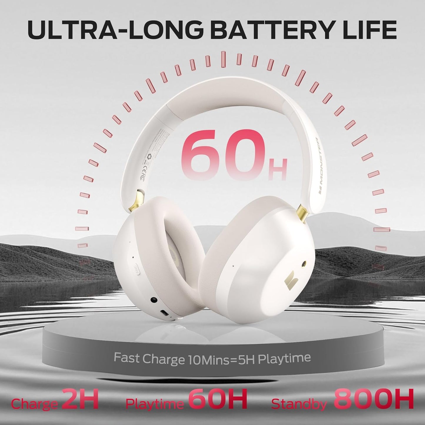 Bluetooth kihangosító Monster Persona 6th, MultiPoint, A2DP, ANC, Fehér