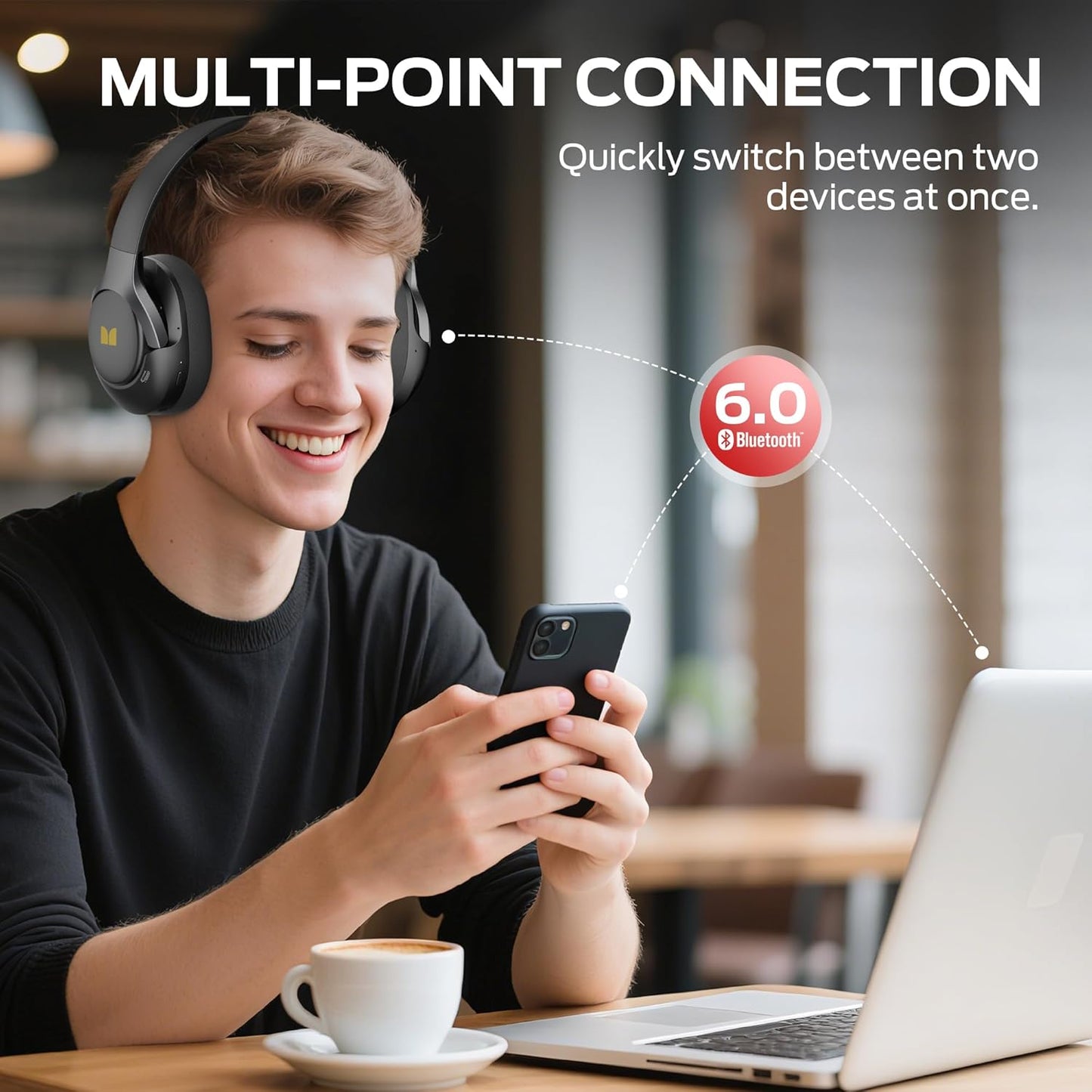 Bluetooth kihangosító Monster Persona 5th, MultiPoint, A2DP, ANC, Fekete