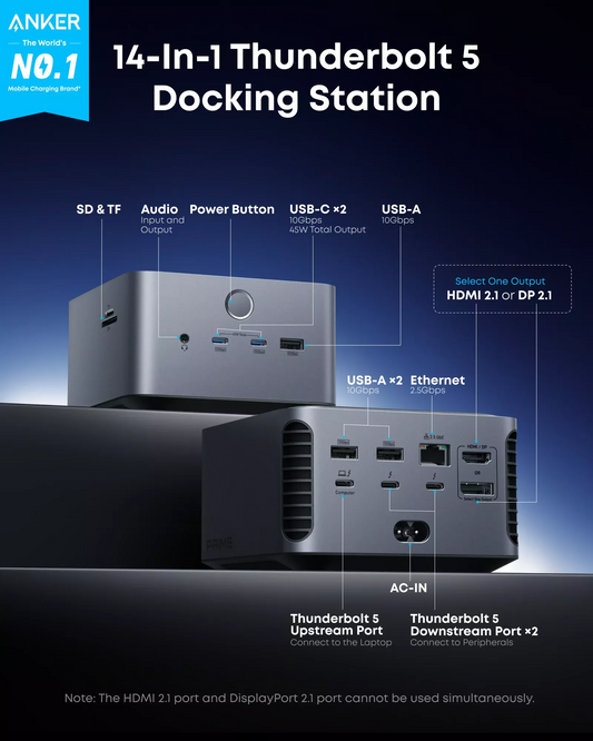 Anker Prime TB5 Thunderbolt Hub, 14in1, Szürke A83B53A1