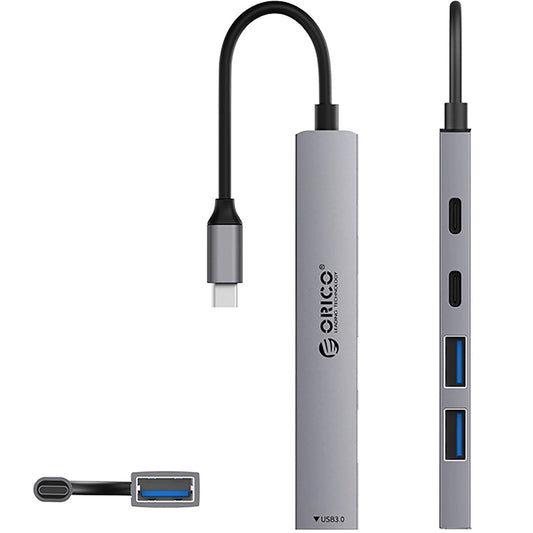Hub USB-C Orico YSB4-U2, 1 x USB-A 3.0 - 2 x USB-A - 2 x USB-C, Szürke