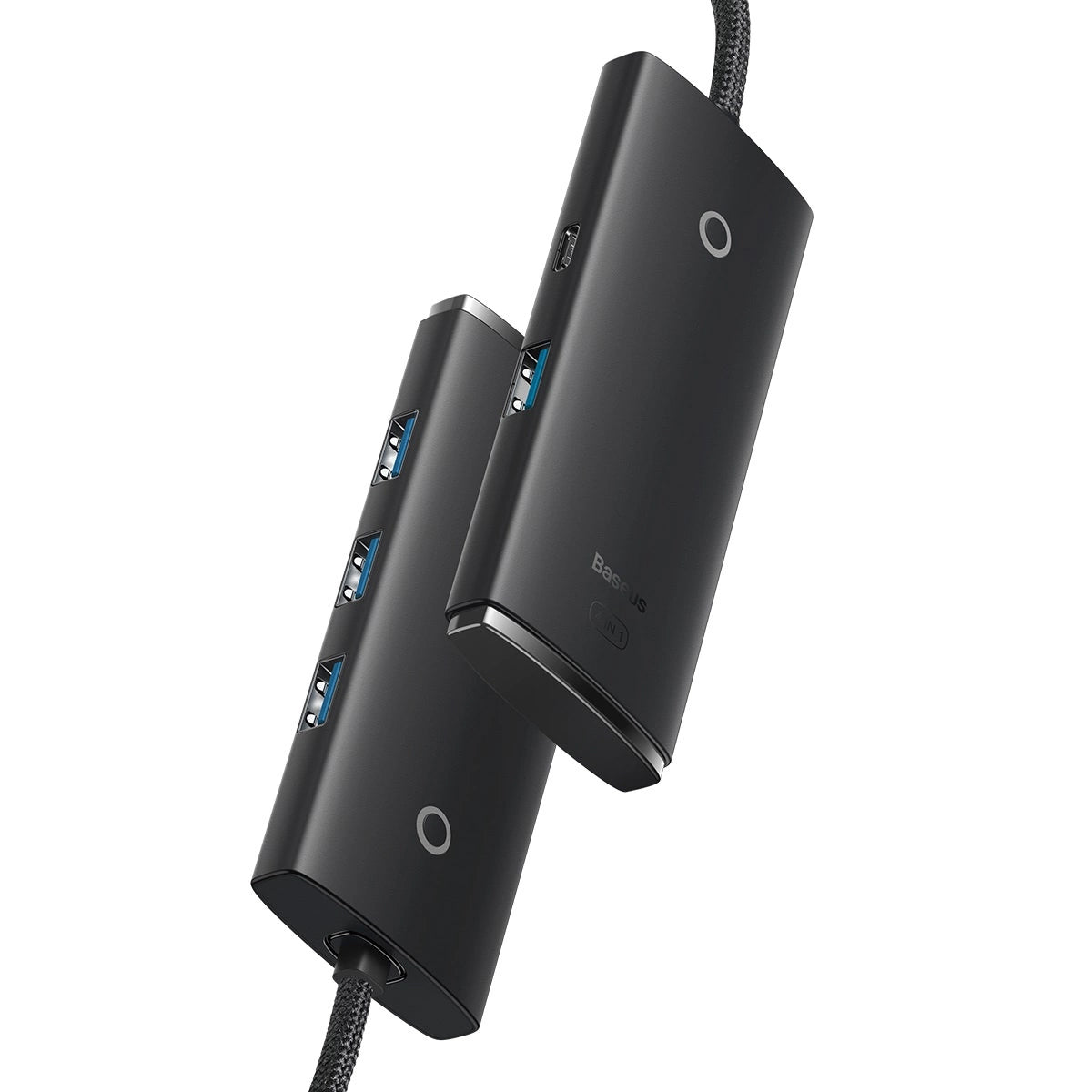 Hub USB Baseus Lite, 4 x USB-A 3.0 - 1 x USB-C, 2m, Fekete WKQX030201