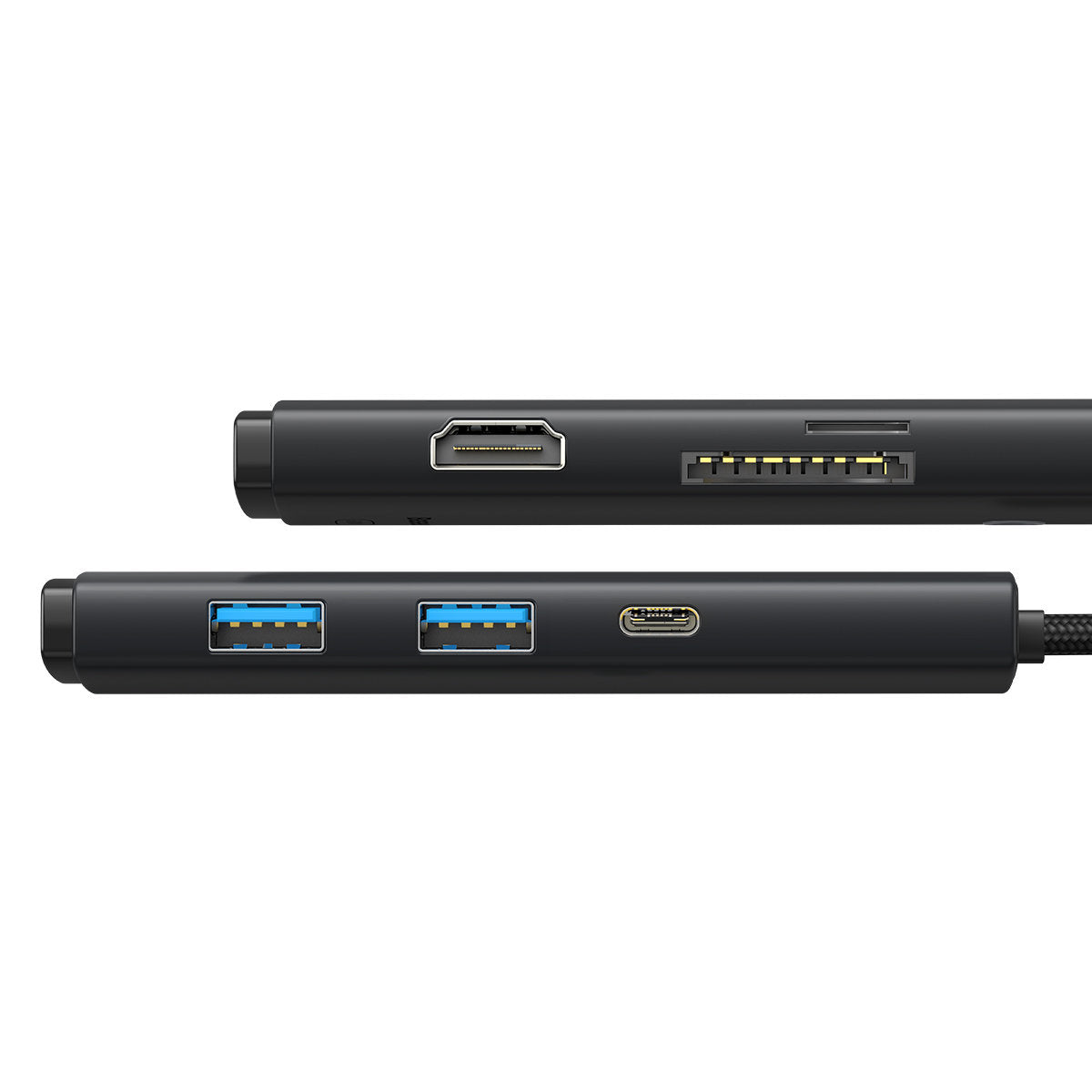 Hub USB-C Baseus, 2 x USB-A 3.0 - 1 x USB-C - 1 x HDMI - 1 x SD - 1 x microSD, Fekete WKQX050001