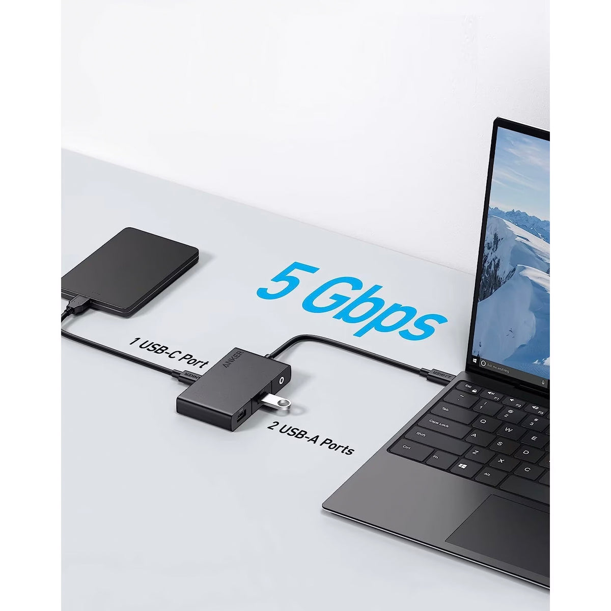 Anker 332 USB-C Hub, 2 x USB-A - 2 x USB-C - 1 x HDMI, Fekete A8356G11