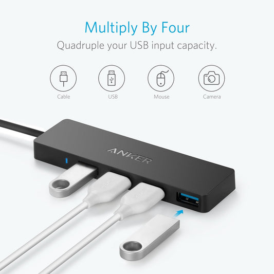 Anker USB-C hub, 4 x USB-A 3.0, fekete A8309G11