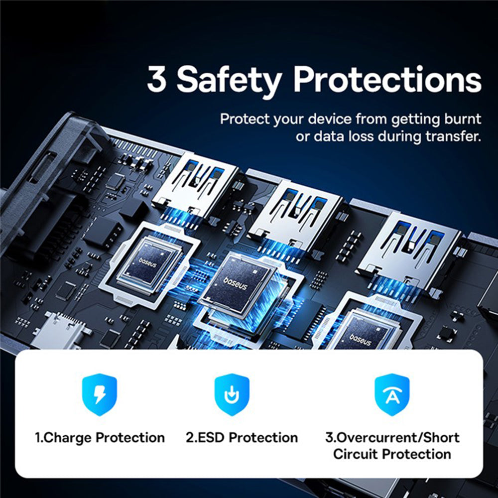 Hub USB-C Baseus UltraJoy, 4 x USB-A 3.0 - 1 x USB-C - 1 x HDMI - 1 x VGA, Szürke B00052803811-01