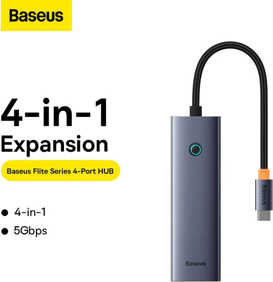 Baseus UltraJoy USB-C hub, 3 x USB-A 3.0 - 1 x RJ45, szürke B0005280A813-00