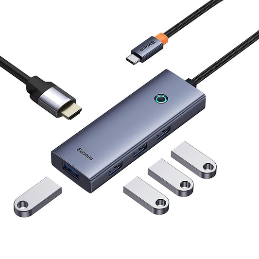 Baseus UltraJoy USB-C hub, 4 x USB-A 3.0 - 1 x HDMI, szürke B00052809813-00