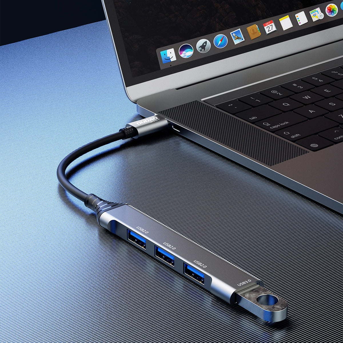 Hub USB-C Dudao A16T, 1 x USB-A 3.0 - 3 x USB-A, Fekete