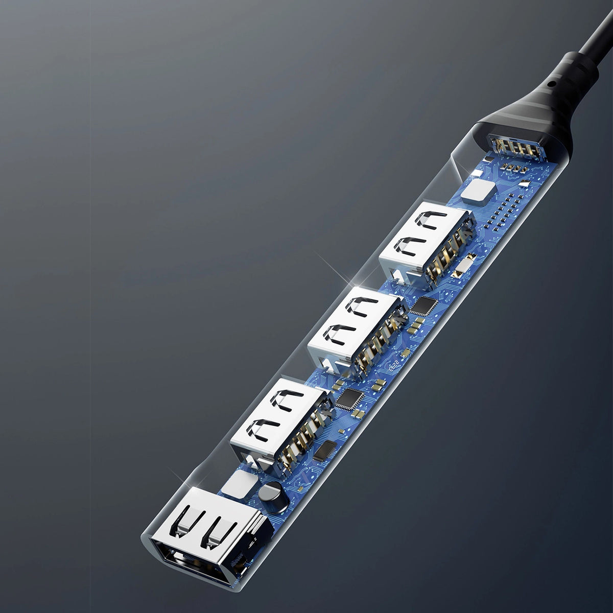Hub USB-C Dudao A16T, 1 x USB-A 3.0 - 3 x USB-A, Fekete
