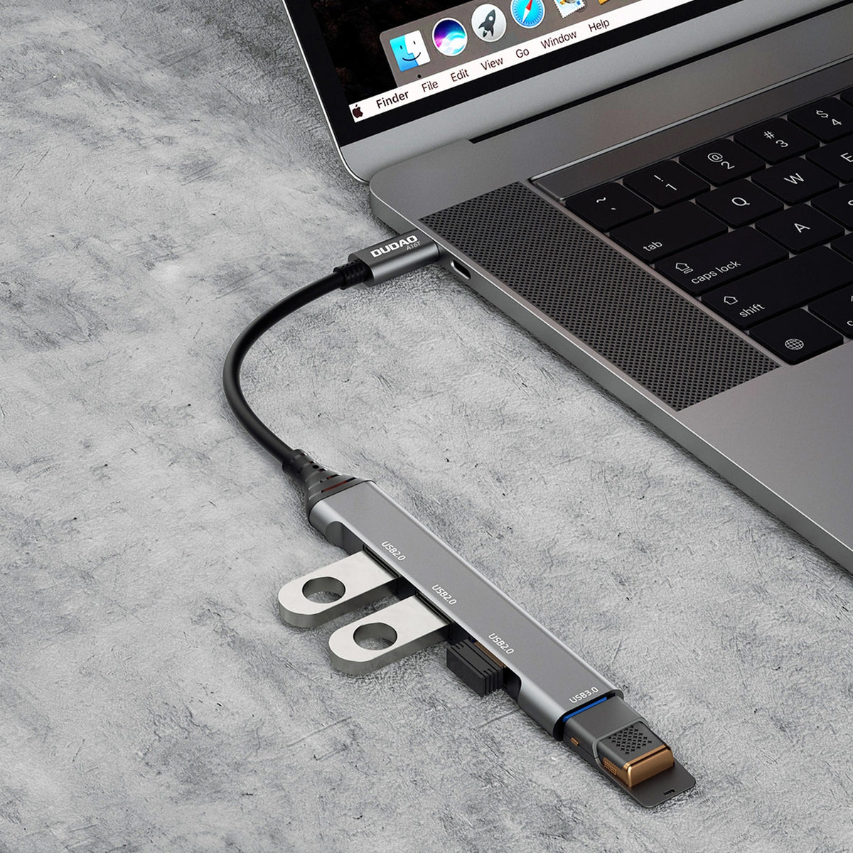 Hub USB-C Dudao A16T, 1 x USB-A 3.0 - 3 x USB-A, Fekete