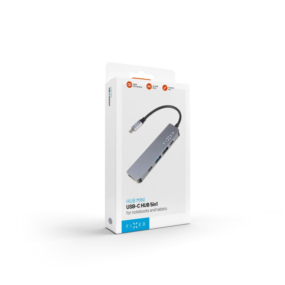 Fixed USB-C Hub, 4in1, Szürke
