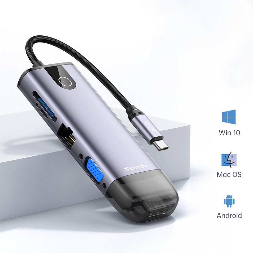Hub USB-C McDodo HU-7420, 10in1, Szürke