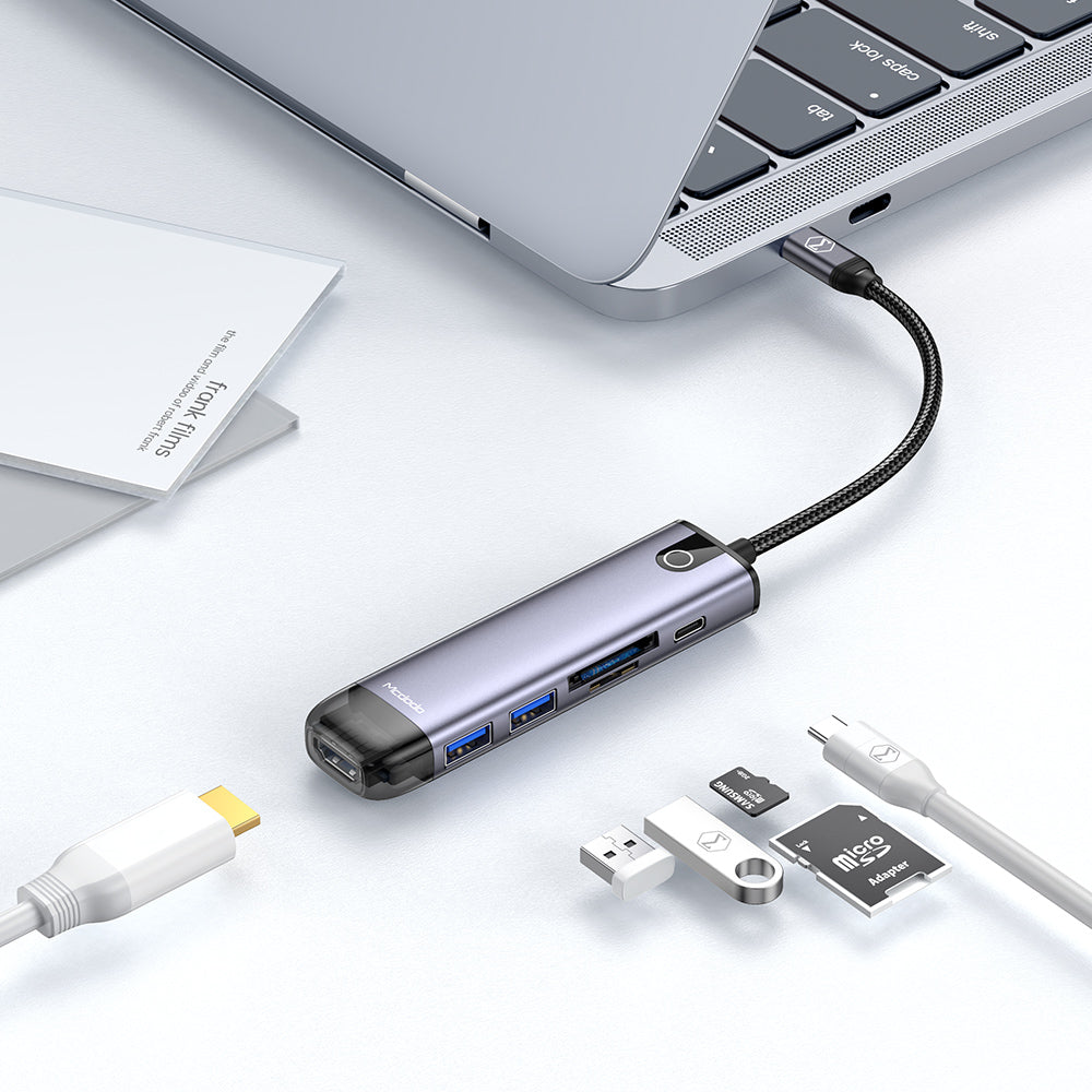 USB-C McDodo HU-7740, 6in1, Szürke Hub