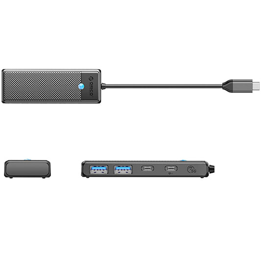 Orico PAPW2AC-C3 USB-C hub, 2 x USB-A 3.0 - 2 x USB-C, fekete