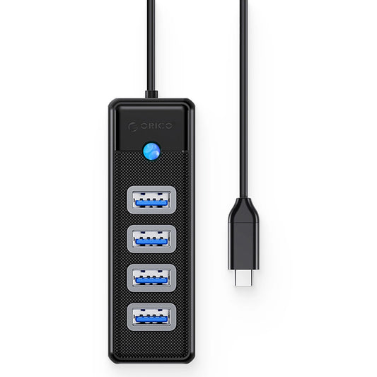 Hub USB-C Orico PW4U-C3, 4 x USB-A 3.0, Fekete