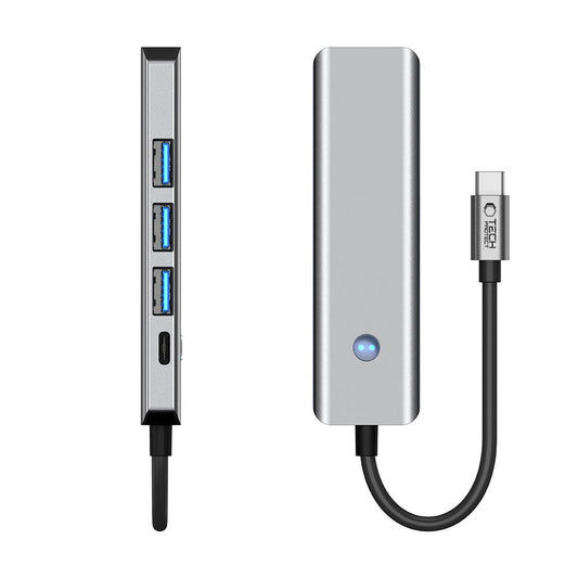 Hub USB-C Tech-Protect HB01, 1 x USB-A 3.0 - 2 x USB-A - 1 x USB-C - 1 x HDMI, Szürke