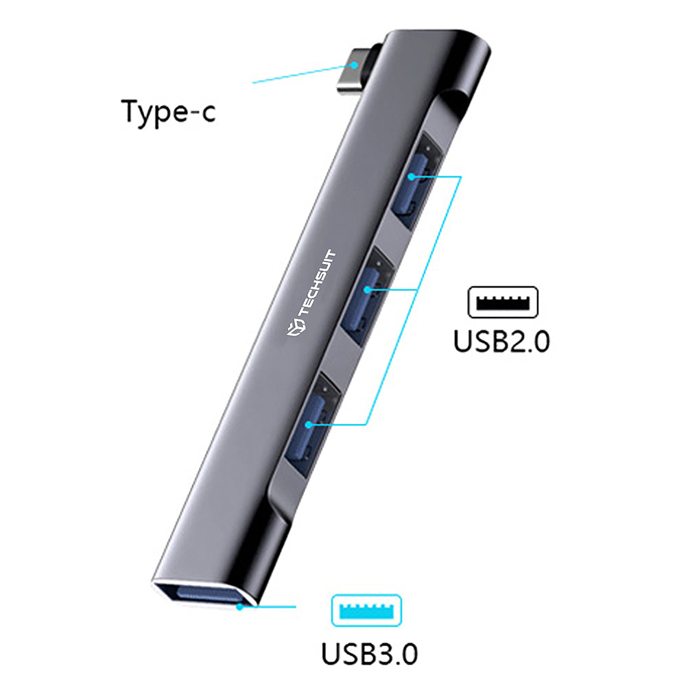 USB-C Techsuit H13 ZenithDock Hub, 4in1, Gray