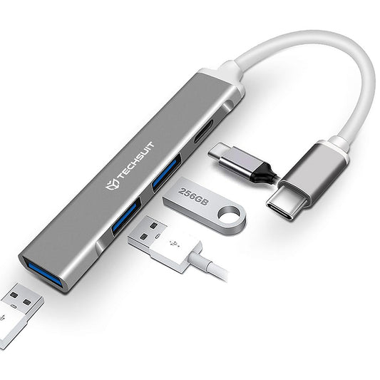 USB-C Techsuit H18 PolarisBridge, 4in1, Szürke Fehér Hub