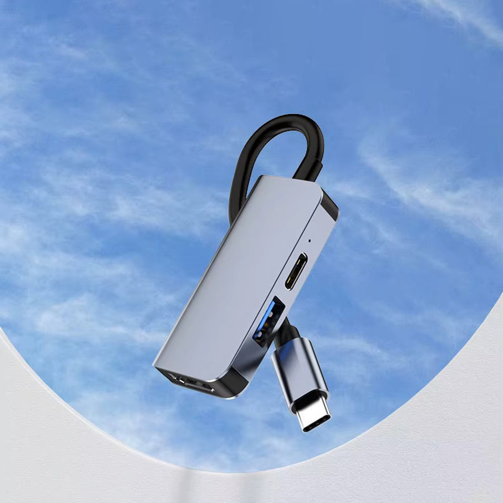 USB-C Techsuit H4 TurboChargeX, 3in1, Szürke Hub