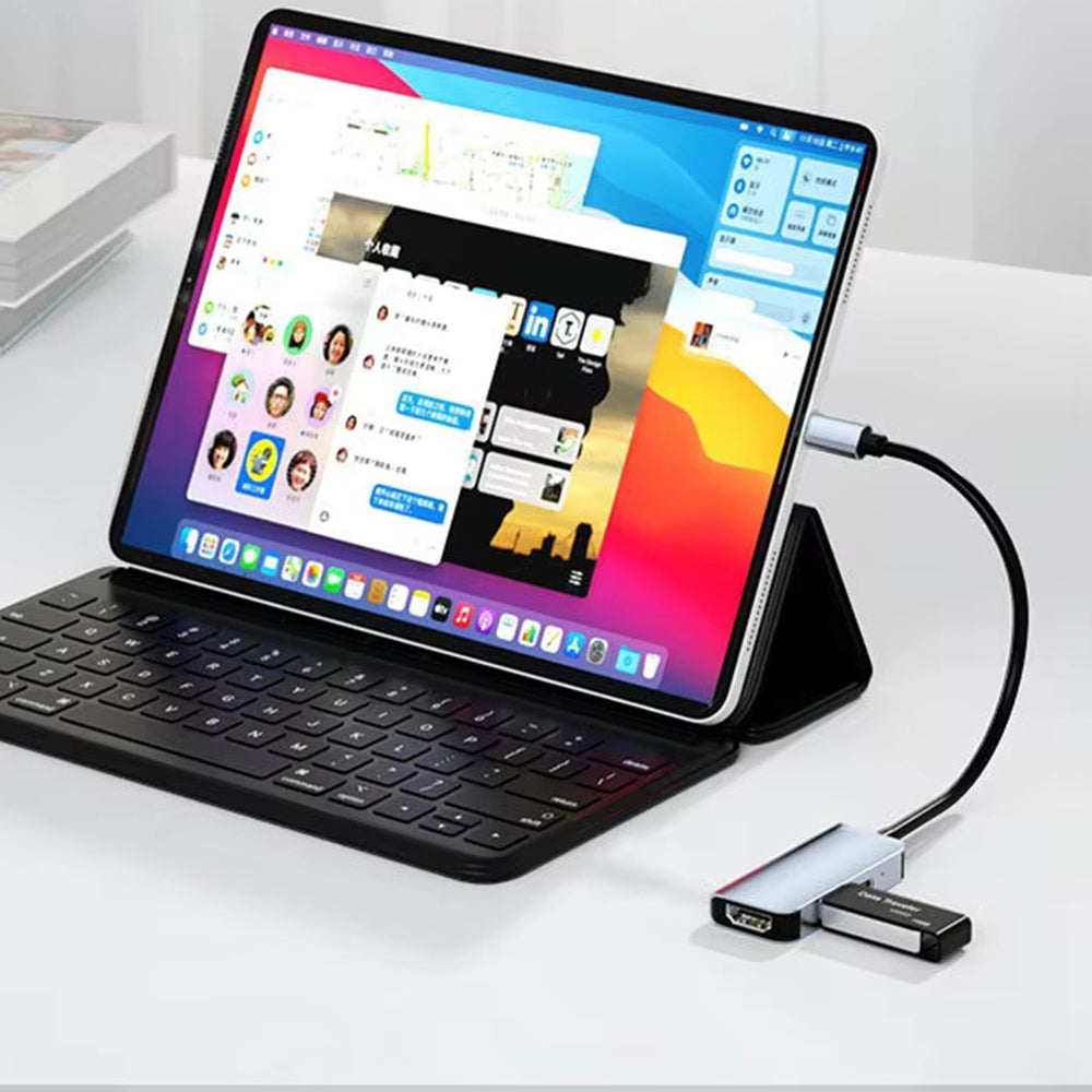 USB-C Techsuit H4 TurboChargeX, 3in1, Szürke Hub