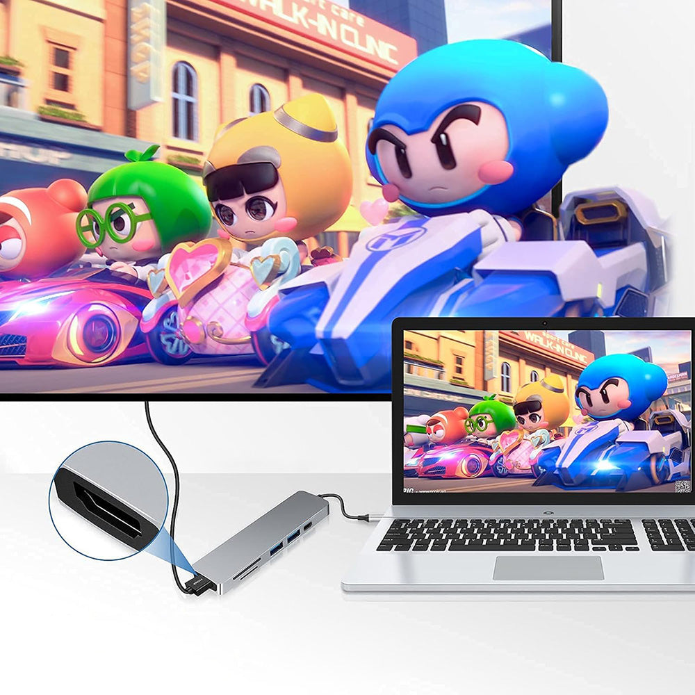 Hub USB-C Techsuit H5 TurboChargeX, 6in1, Szürke