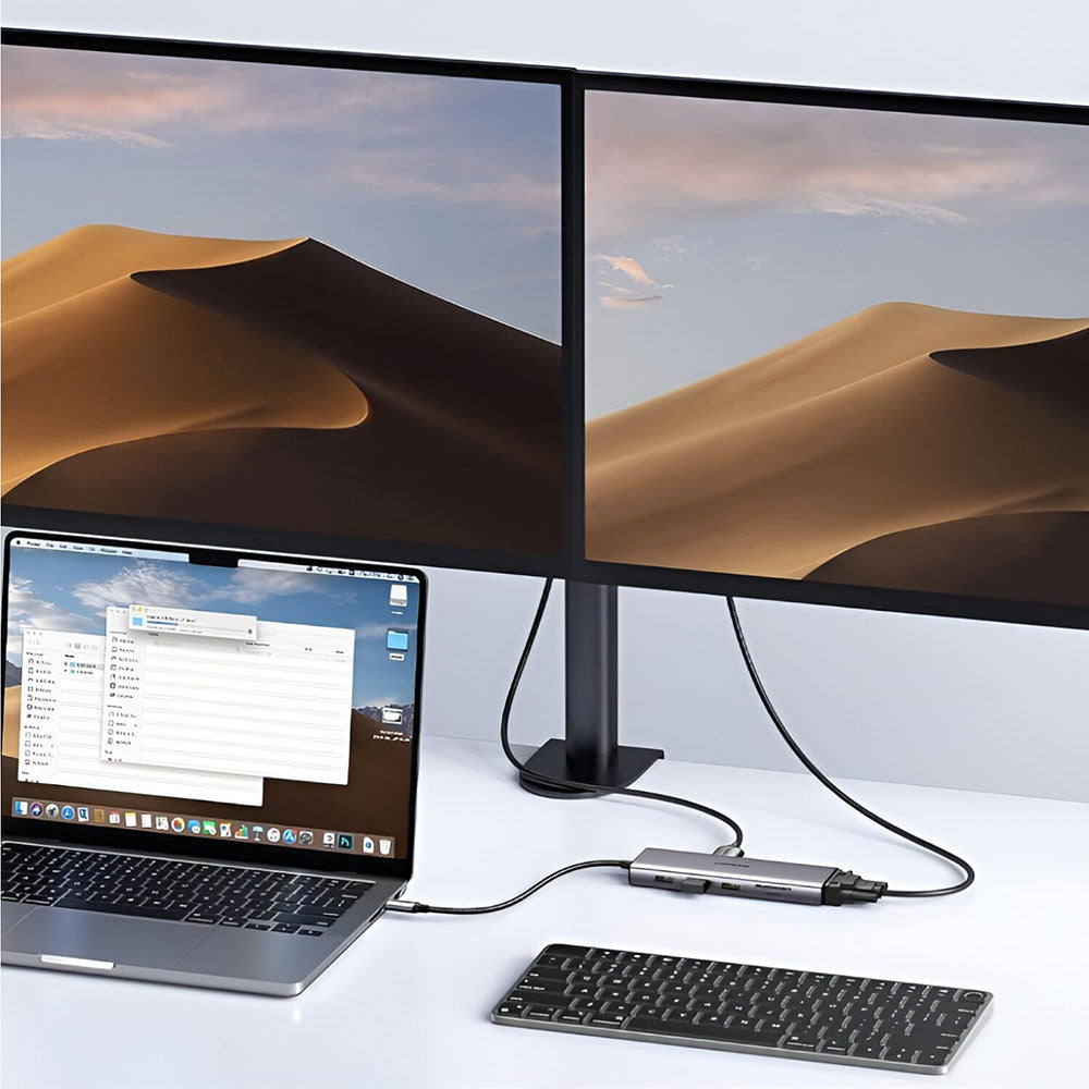 Hub USB-C UGREEN CM498 (15600), 3 x USB-A 3.0 - 1 x USB-C - 1 x HDMI - 1 x VGA - 1 x RJ45 - 1 x SD - 1 x microSD, Szürke