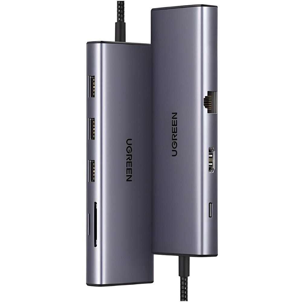 Hub USB-C UGREEN CM498 (15600), 3 x USB-A 3.0 - 1 x USB-C - 1 x HDMI - 1 x VGA - 1 x RJ45 - 1 x SD - 1 x microSD, Szürke