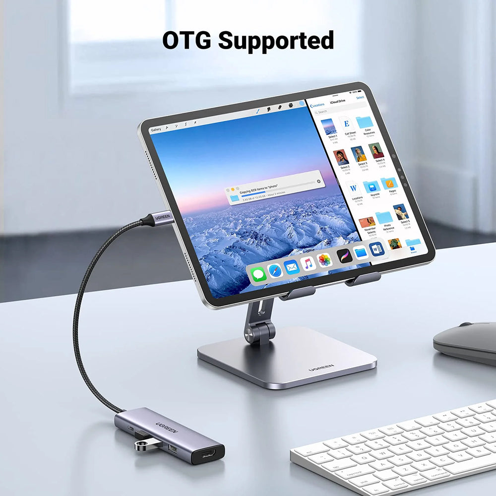 Hub USB-C UGREEN CM511 (15596), 3 x USB-A 3.0 - 1 x USB-C - 1 x HDMI, Szürke