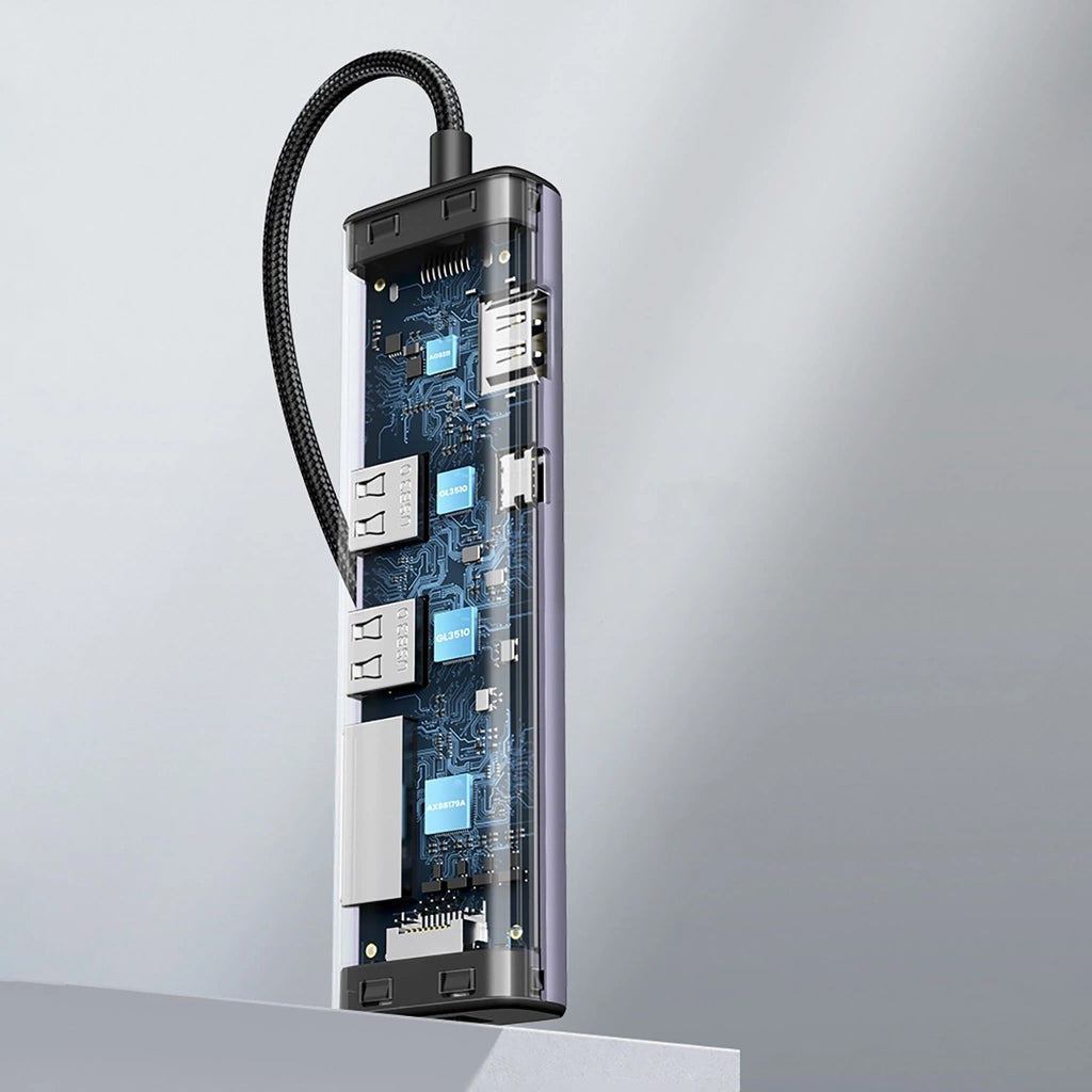 Hub USB-C UGREEN CM512 (90568), 2 x USB-A 3.0 - 1 x USB-C - 1 x HDMI - 1 x RJ45 - 1 x SD - 1 x microSD, Szürke