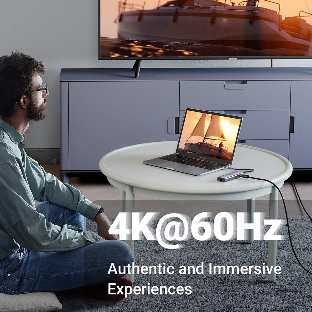 UGREEN CM512 USB-C hub (60515), 2 x USB-A 3.0 - 1 x USB-C - 1 x HDMI - 1 x SD - 1 x microSD - 1 x RJ45, Szürke