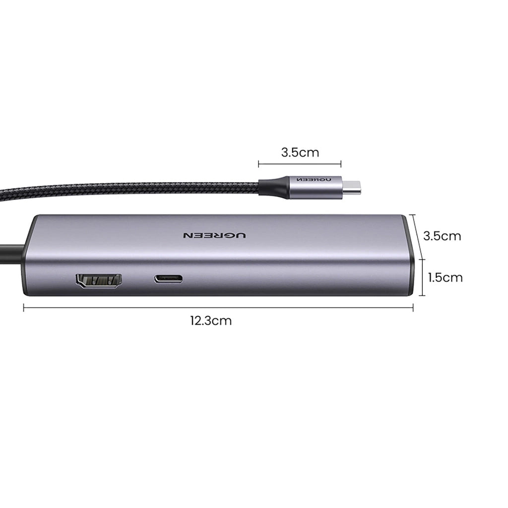 Hub USB-C UGREEN CM512 (90568), 2 x USB-A 3.0 - 1 x USB-C - 1 x HDMI - 1 x RJ45 - 1 x SD - 1 x microSD, Szürke