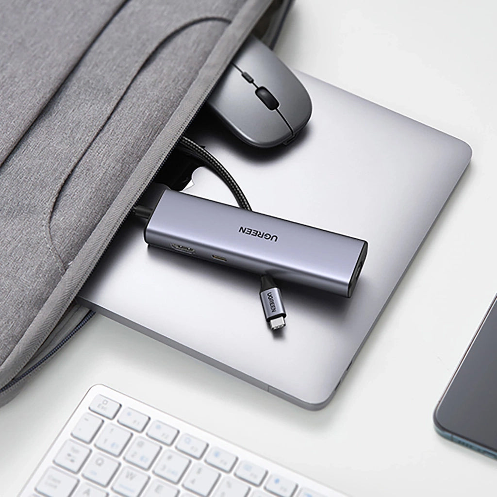 Hub USB-C UGREEN CM512 (90568), 2 x USB-A 3.0 - 1 x USB-C - 1 x HDMI - 1 x RJ45 - 1 x SD - 1 x microSD, Szürke