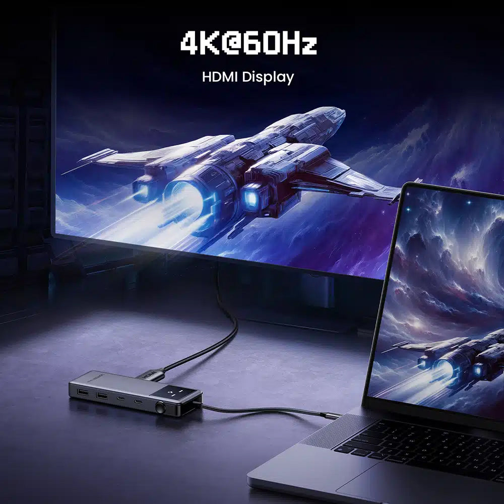 Hub USB-C UGREEN CM888 Uno, 2 x USB-A 3.2 - 3 x USB-C - 1 x HDMI, Szürke