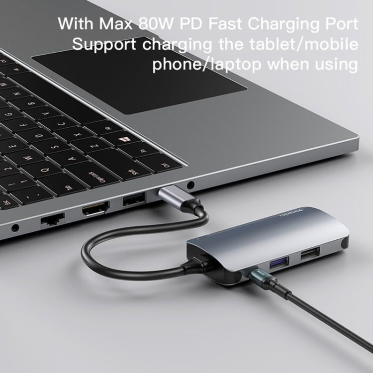 USB-C Yesido HB15, 6in1, Szürke Hub