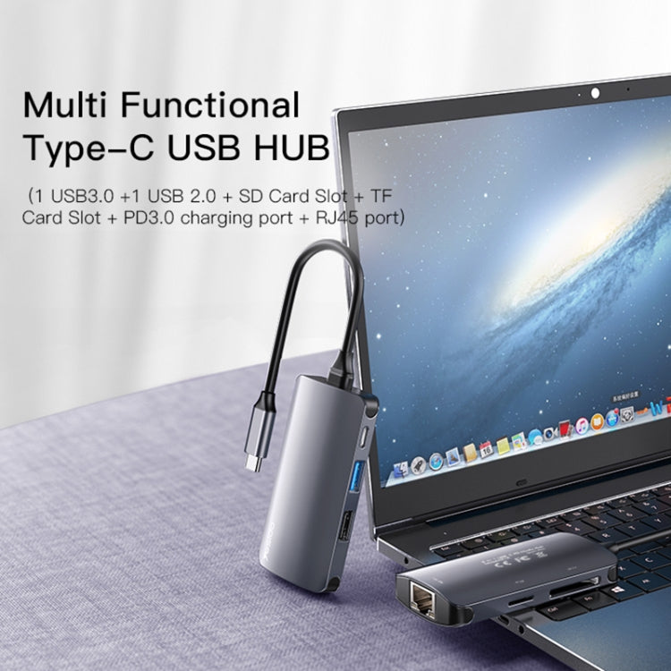 USB-C Yesido HB15, 6in1, Szürke Hub